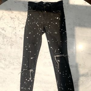 Zara Jeans, Black, Splattered Paint style